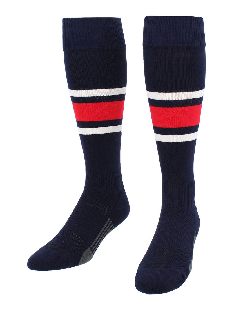 TCK Performance Baseball/Softball Socks (Navy/White/Scarlet, Medium) - Image 2